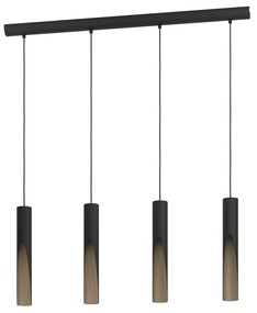 Lampadario A Sospensione Moderno Barbotto Acciaio Nero Marrone 4 Luci Gu10 4,5W