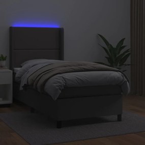 Giroletto molle con materasso e led grigio 80x200cm similpelle