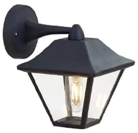 Lampada da Muro a Lanterna Giardino in Vetro Attacco E27 Colore Nero Opaco IP44 Classica SKU-8686