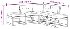 Set Divani Giardino 5 pz con Cuscini in Legno Massello di Pino