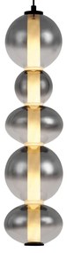 Lampada a sospensione Art Déco nera con vetro fumé e trasparente 5 luci con LED - Lizzy