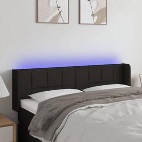 Testiera A Led Nera 147x16x78/88 Cm İn Tessuto /