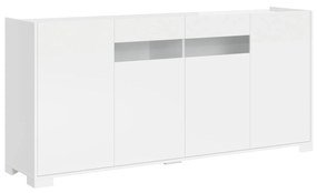 Madia e Credenza alta con Porta TV Riflesso bianco lucido e cashmere, Bianco Lucido / Madia / 4