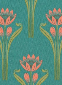 Isidore Leroy Carta da parati Tulipes - Aqua