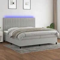 Letto a Molle Materasso e LED Grigio Chiaro 200x200 cm Tessuto cod mxl 55365