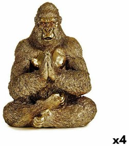 Statua Decorativa Yoga Gorilla Dorato 16 x 27,5 x 22 cm (4 Unità)