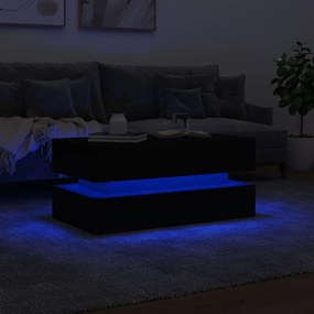 Tavolino da soggiorno con luci led nero 90x50x40 cm