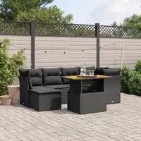 Set Divani da Giardino con Cuscini 7pz Nero Polyrattan 3270936