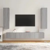 Set di Mobili Porta TV 4 pz Grigio Sonoma in Legno Multistrato 3114212