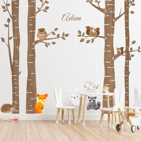Adesivo murale - Piantata degli alberi con animali e nome | Inspio