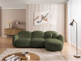 Divano angolare verde (con penisola a destra/con chaise lounge) con rivestimento in bouclé Orbit – Ropez