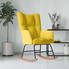 Sedia A Dondolo Giallo Senape İn Velluto /
