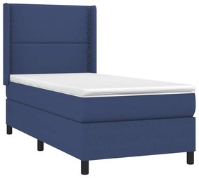 Letto a molle con materasso e led blu 80x200 cm in tessuto