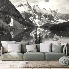 Carta da parati – Splendido paesaggio montano bianco e nero