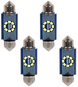 4 Pezzi Lampada Led Siluro 39mm Canbus T11 SV8.5 C5W C10W 8 SMD 2016 12V 24V 2.5W 120lm Bianco 6500K per Auto e Camion