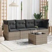 Set Divano da Giardino 5 pz con Cuscini Grigio in Polyrattan 3217240