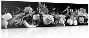 Stampa su tela – Frutta e verdura biologica in bianco e nero