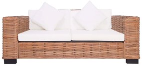 Set di divani da giardino con cuscini 2 pz in rattan naturale