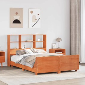 Letto Senza Materasso Marrone Cera 140x190 Cm İn Legno Di Pino /