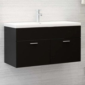 Mobile da bagno con lavabo integrato nero in truciolato