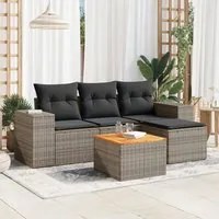 Set Divano da Giardino 5 pz con Cuscini Grigio in Polyrattan 3257747