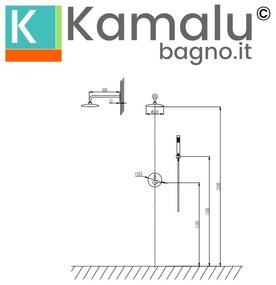 Kamalu - Set doccia a incasso finitura cromata con dettaglio trama diamantata | BRASS