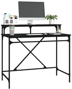 Scrivania nera 100x50x90 cm in legno multistrato e ferro