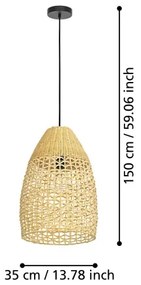 Eglo 390237 - Lampadario a sospensione con filo SAMBUCONA 1xE27/40W/230V diametro 35 cm bambù