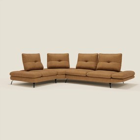 Ardex Divano Angolare - schienali traslanti e bracciolo regolabile in elegante tessuto impermeabile T06 ocra