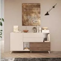 Madia con piedini, design moderno, finitura Mercure e Cashmere, ZLCMNCCM07MR