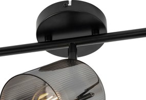 Faretto da soffitto nero con vetro fumé 3 luci orientabili - Laura