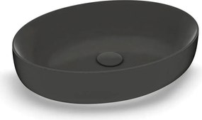 Lavabo da appoggio Metamorfosi OLYMPIA CERAMICA ovale in ceramica L 55 x H 14 x P 40 cm nero matt piletta non inclusa
