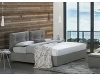 Letto piazza e mezza Angelica, Letto contenitore con rivestimento in tessuto, Made in Italy, Apertura frontale, con materasso cm 120x190 incluso, Grigio