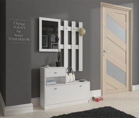 Mobile Ingresso 90 Cm Con Scarpiera Appendiabiti E Specchio Bianco Opaco Ralph