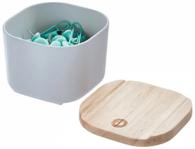 Scatola grigia con coperchio in legno di paulownia , 9 x 9 cm Eco - iDesign