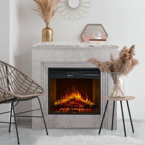 Camino elettrico da terra in legno effetto Marmo Bianco BELLINI L96 x P35 x H96 cm