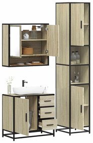 Set Mobili Da Bagno 3 Pz Rovere Sonoma İn Legno Multistrato /
