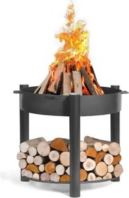 Braciere Da Esterno In Ferro Con Porta Legna Artigianale Montana 70 cm Cook King