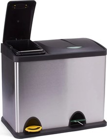 Cestino per la spazzatura color argento opaco in acciaio per raccolta differenziata/con pedale 18+8 l Tri Selectif – MSV