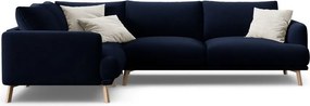Divano angolare blu scuro (con penisola a sinistra/a L) con rivestimento in velluto Naomi – Micadoni
