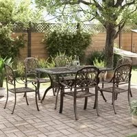 Set da Pranzo da Giardino 7 pz Bronzo in Alluminio Pressofuso 3216312