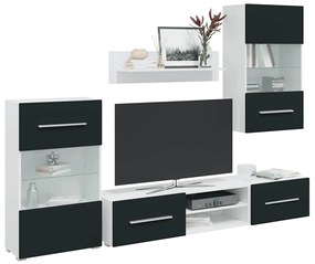 Unità Tv 5 Pz Con Illuminazione A Led Indaco Opaco Truciolato /