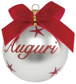 Pallina Natale Auguri perlata 10 cm