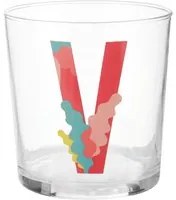 Bicchiere acqua con lettera V in vetro