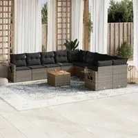 Set Divani da Giardino 11 pz con Cuscini in Polyrattan Grigiocod mxl 113178