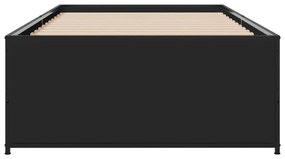 Giroletto nero 90x190 cm in legno multistrato e metallo