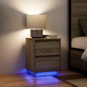 Comodini Con Luci A Led 2 Pz Rovere Sonoma 38x34x50 Cm /