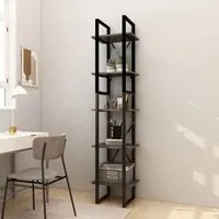 Libreria a 5 Ripiani Grigia 40x30x175 cm in Legno di Pino cod mxl 16929