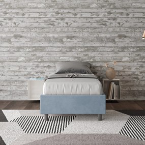 Letto singolo 80x200 imbottito senza testiera, con rete o contenitore, Azzurro / Senza Rete