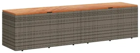 Contenitore giardino grigio 220x50x54cm polyrattan legno acacia